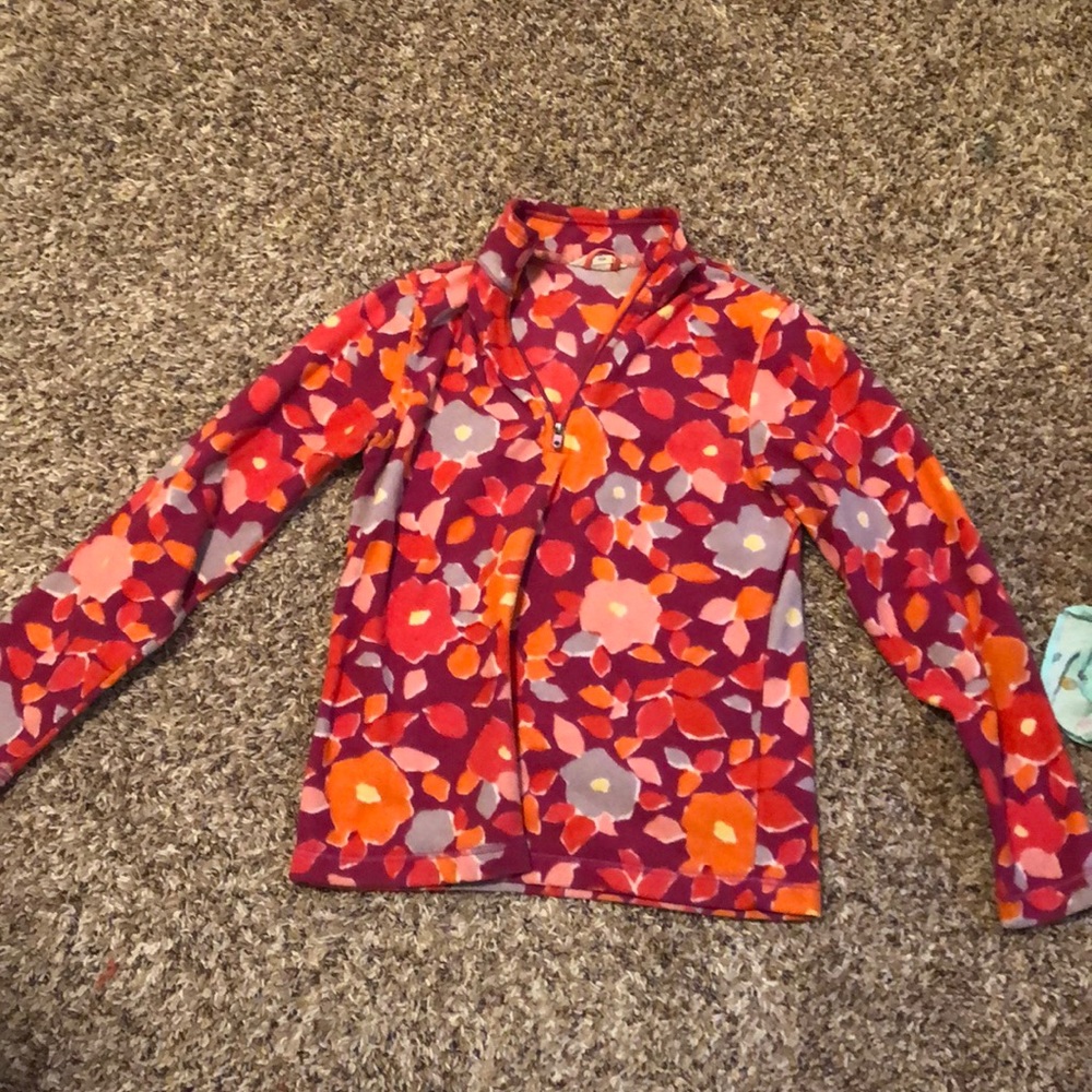 Red flower quarter zip
